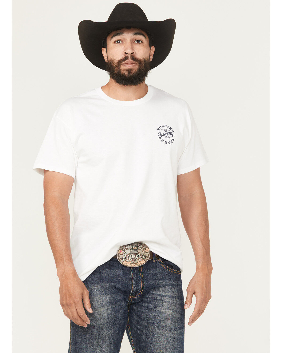Image #2 - Bucking Chutes Men's Quality Short Sleeve Graphic T-Shirt, White, hi-res
