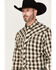 Image #2 - Roper Men's Plaid Print Long Sleeve Pearl Snap Western Shirt, Black, hi-res
