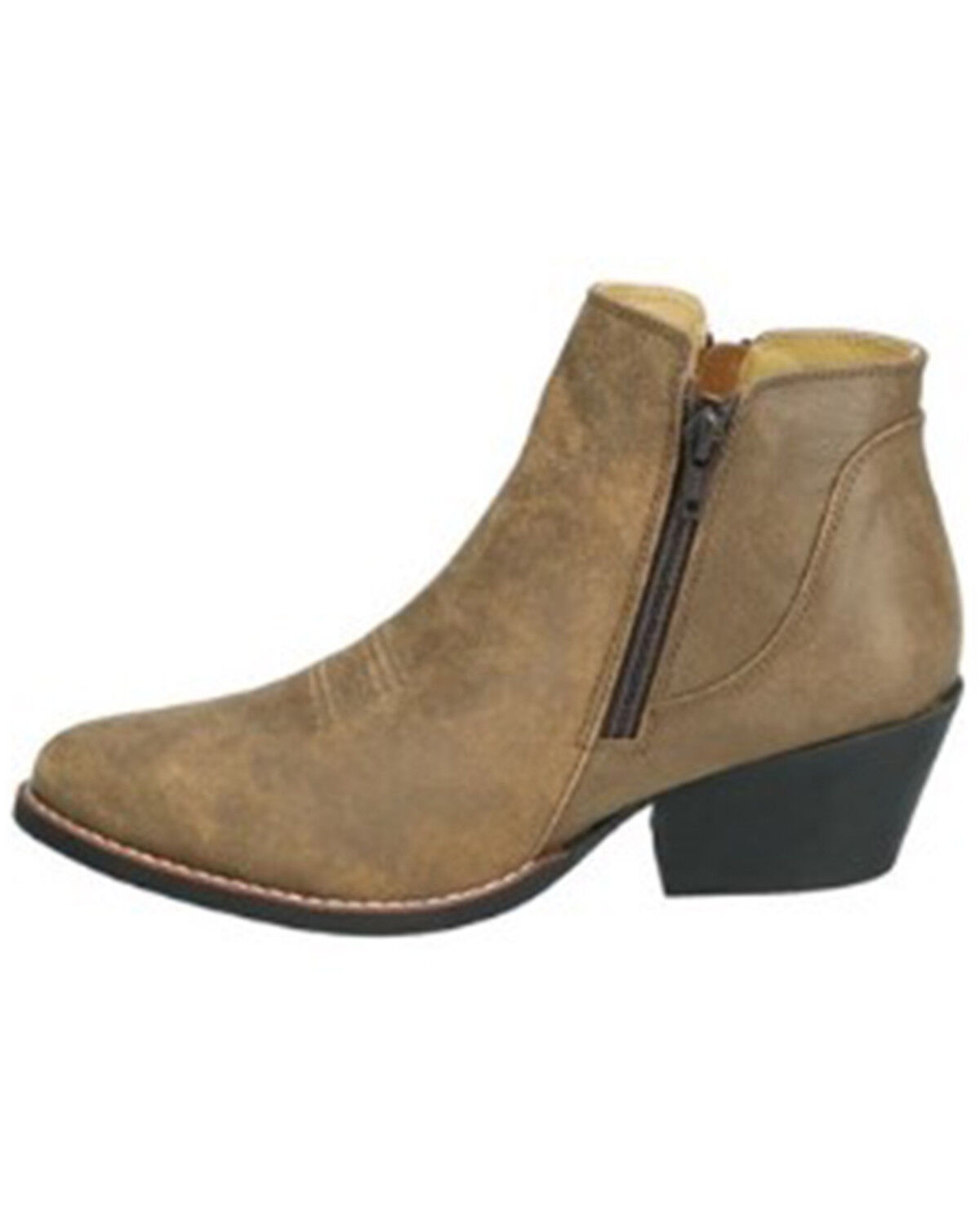 Image #3 - Smoky Mountain Women's Emily Distressed Western Booties - Round Toe, Brown, hi-res