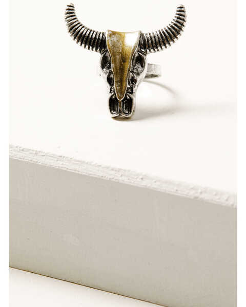 Image #2 - Shyanne Women's Cactus Rose Longhorn 5-Piece Ring Set , Silver, hi-res