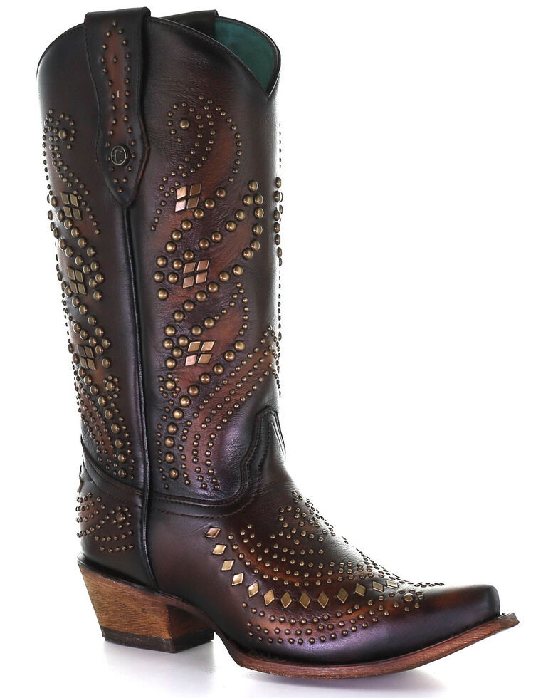 Corral Women's Sequenced Studs Western Boots - Snip Toe, Brown, hi-res