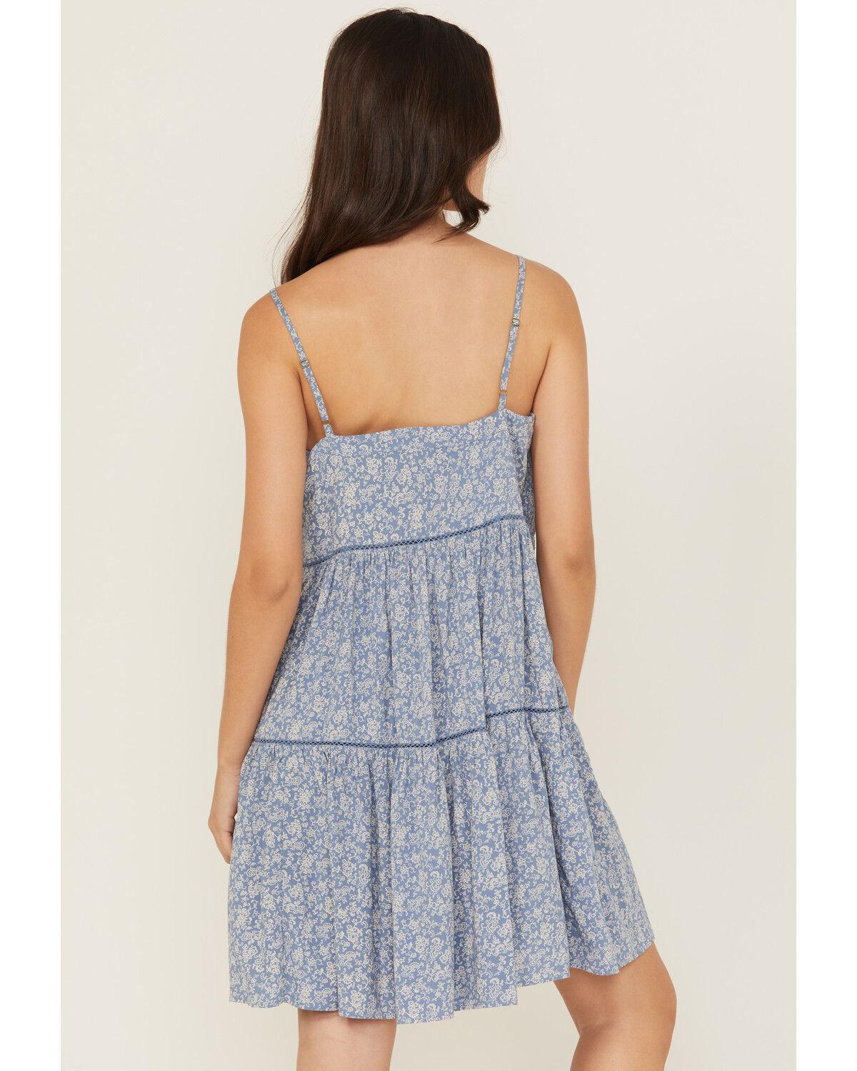 Image #4 - Cleo + Wolf Women's Beau Floral Printed Sleeveless Mini Dress, Steel Blue, hi-res