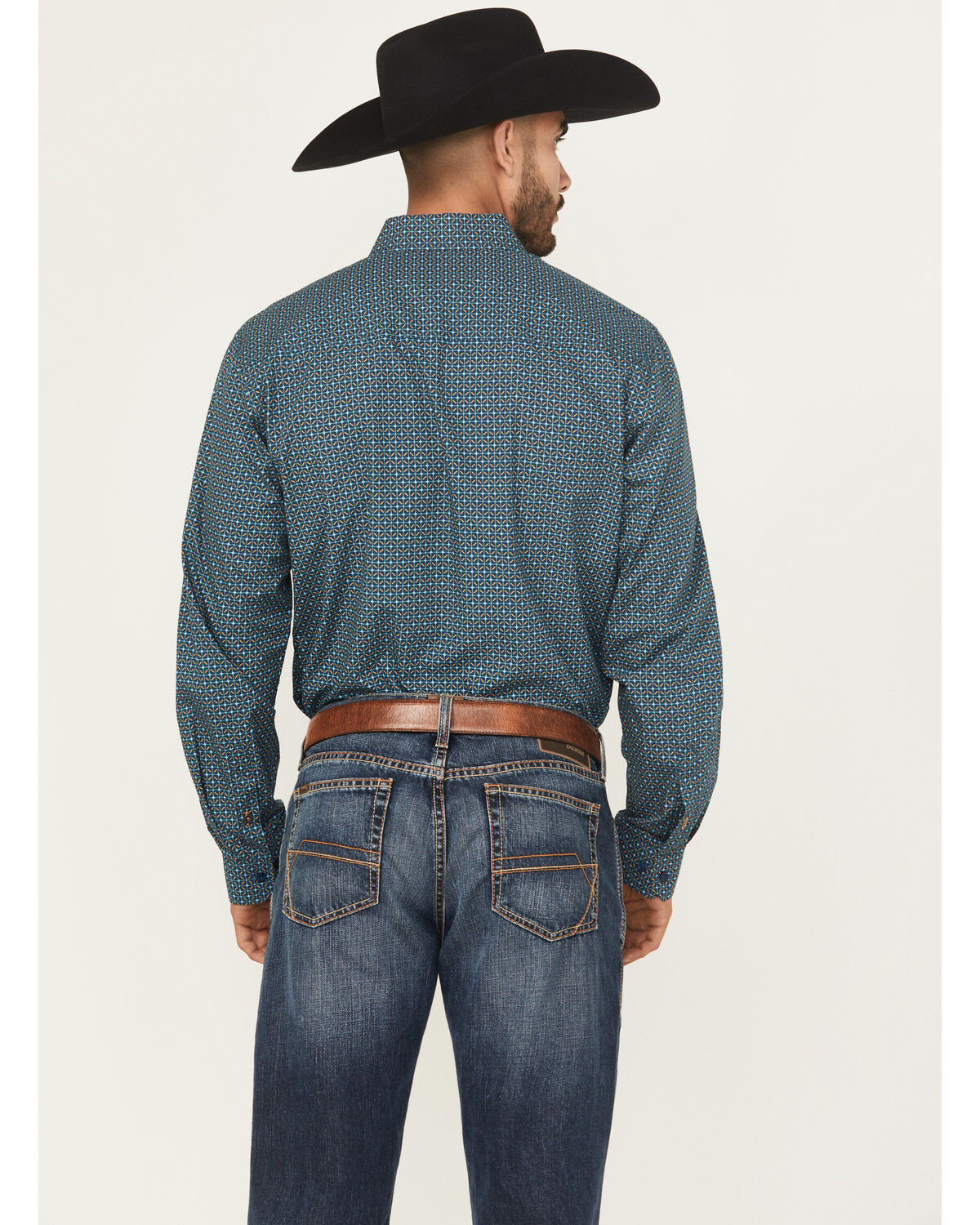 Image #4 - Cinch Men's Printed Long Sleeve Button-Down Western Shirt, Blue, hi-res
