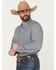 Image #2 - Cinch Men's Geo Print Long Sleeve Button-Down Performance Stretch Western Shirt, Light Blue, hi-res