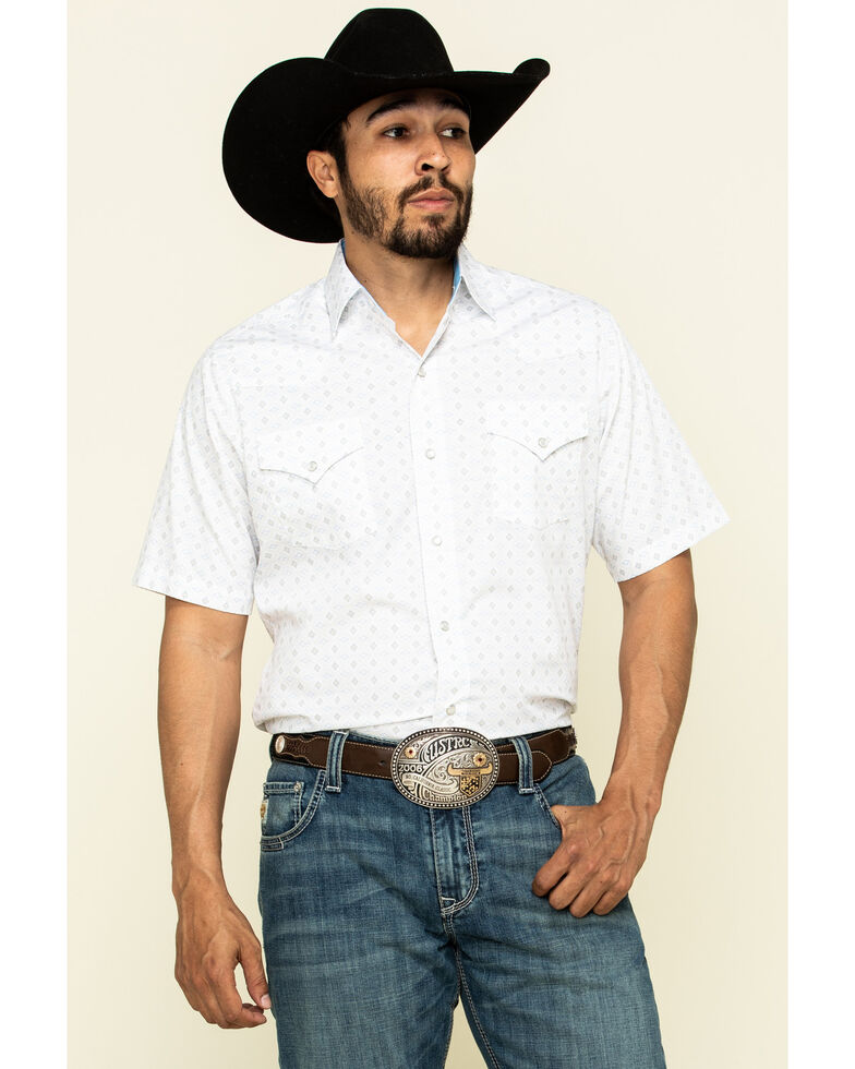Ely Walker Men's Multi Southwestern Geo Print Short Sleeve Western Shirt - Tall, White, hi-res