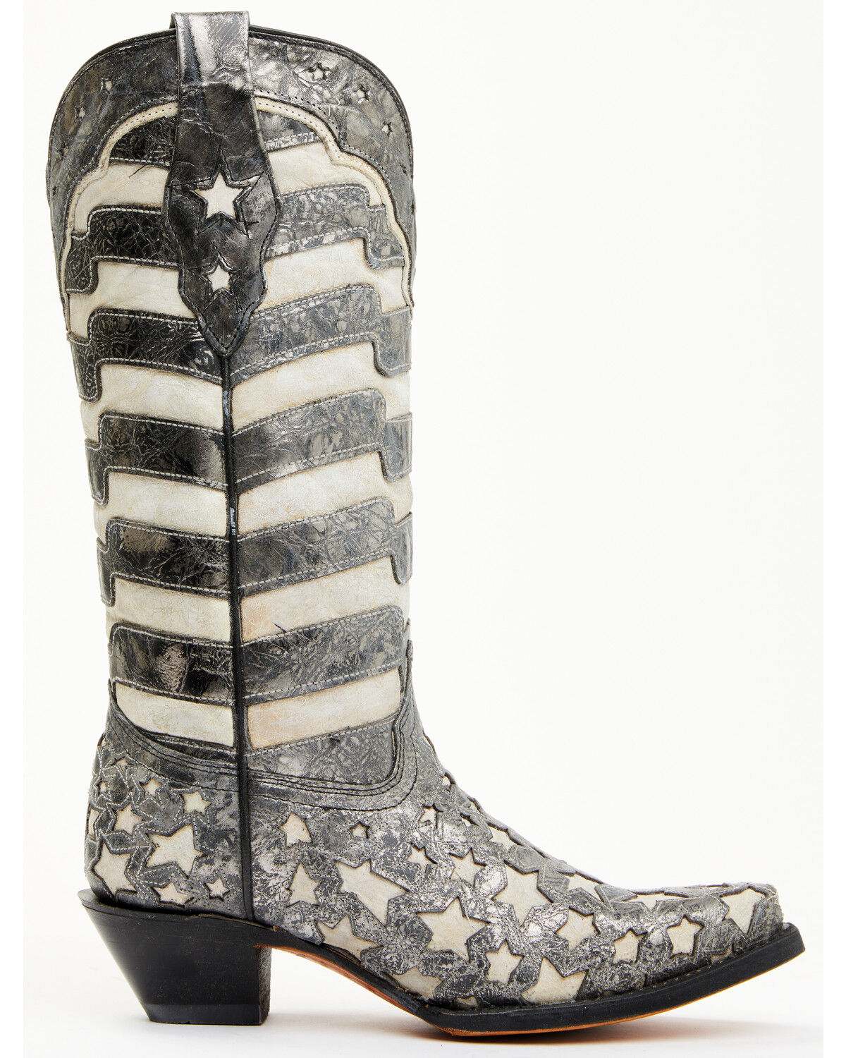 Image #3 - Corral Women's Stars and Stripes Blacklight Western Boots - Snip Toe, Black, hi-res