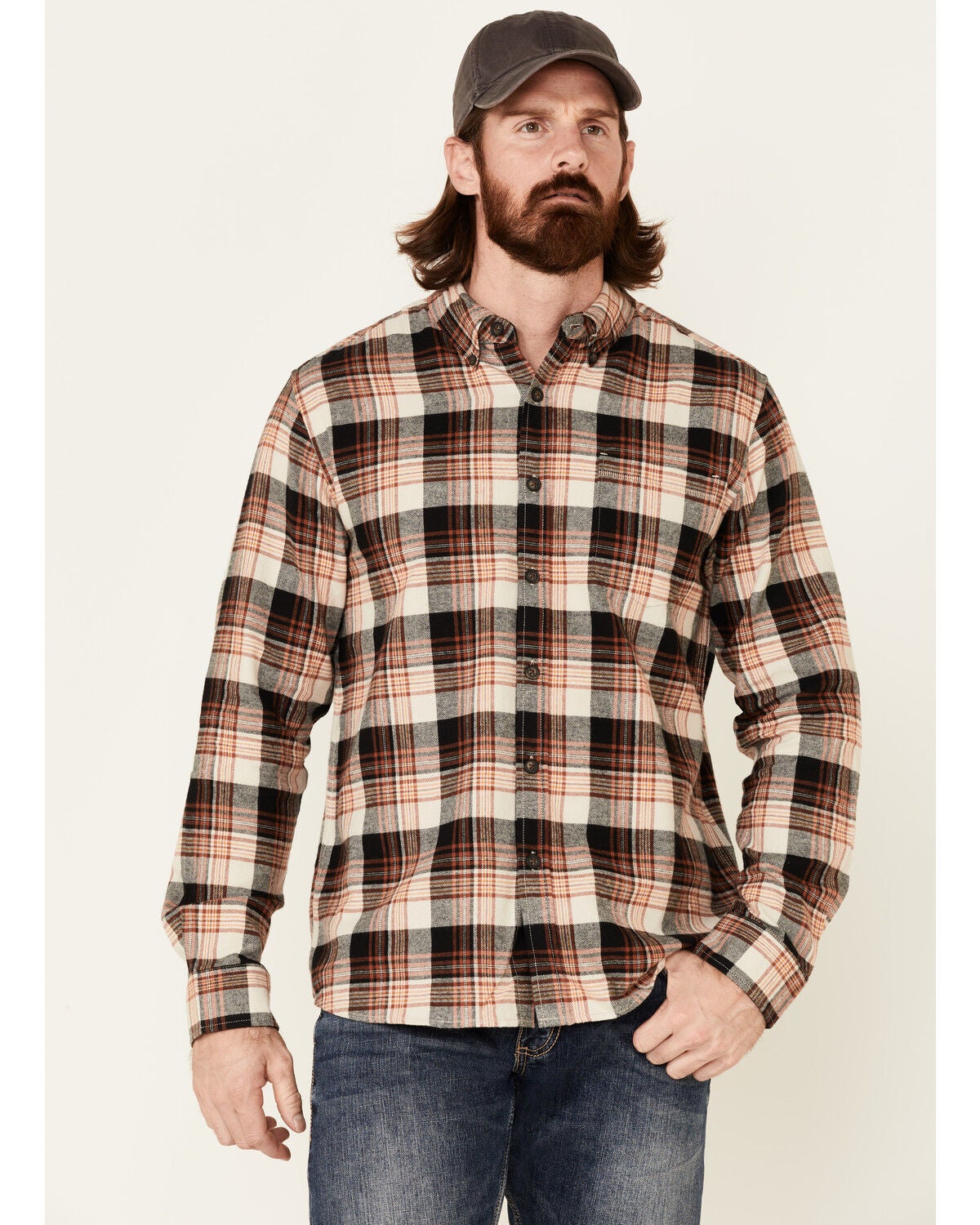 North River Men's Tan Henna Large Plaid 
