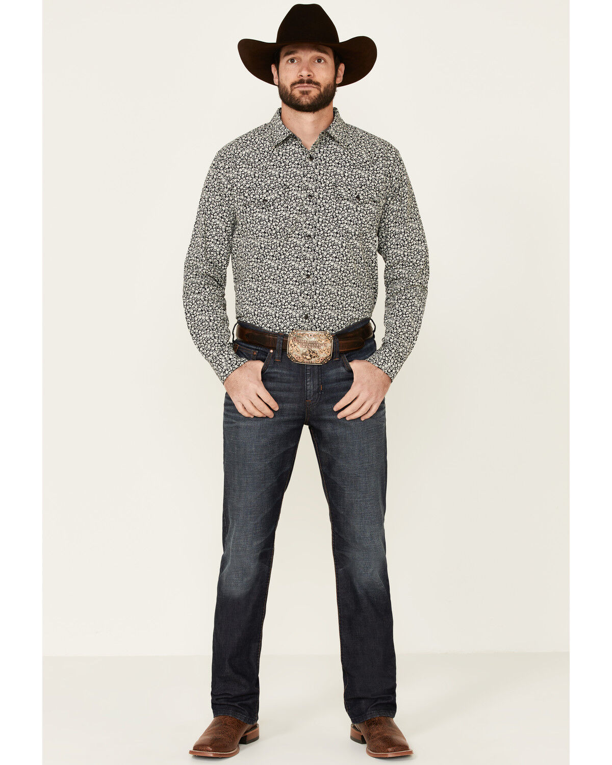 Image #2 - Cody James Men's Alyssum Floral Print Long Sleeve Snap Western Shirt, Black, hi-res
