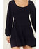 Image #3 - Originality Women's Boot Barn Exclusive Solid Long Sleeve Mini Dress, Navy, hi-res
