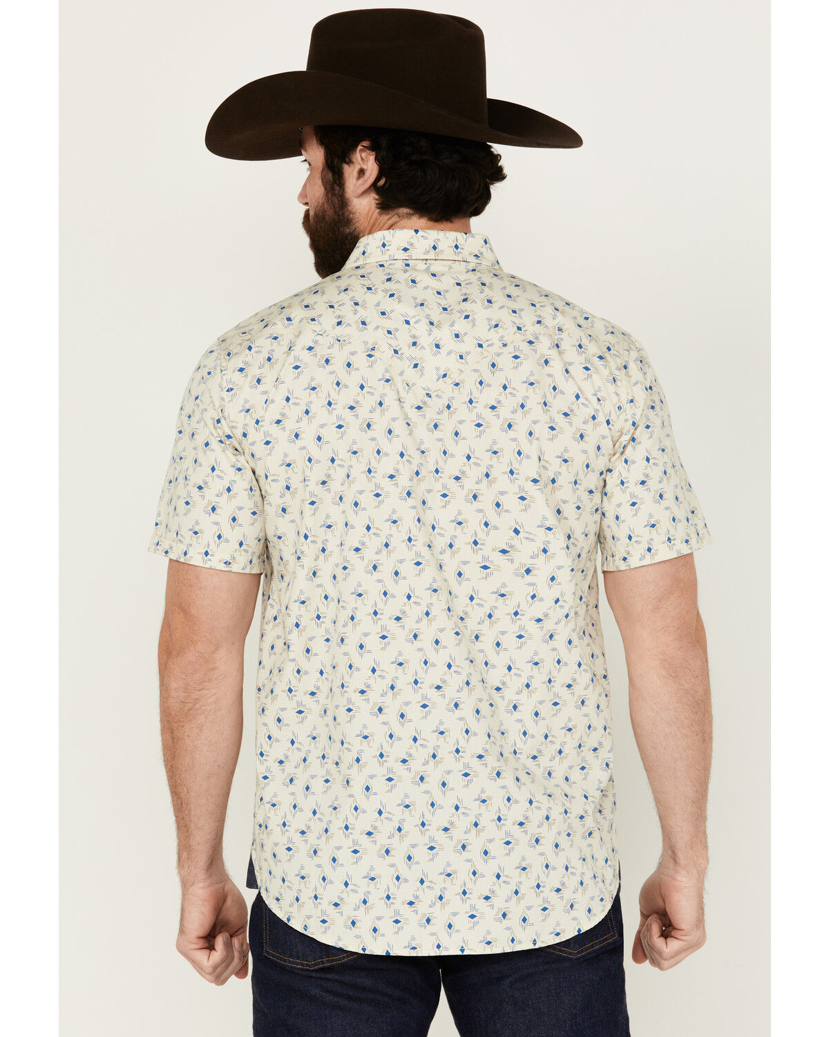 Image #4 - Moonshine Spirit Men's Tenor Southwestern Geo Print Short Sleeve Snap Western Shirt, Cream, hi-res