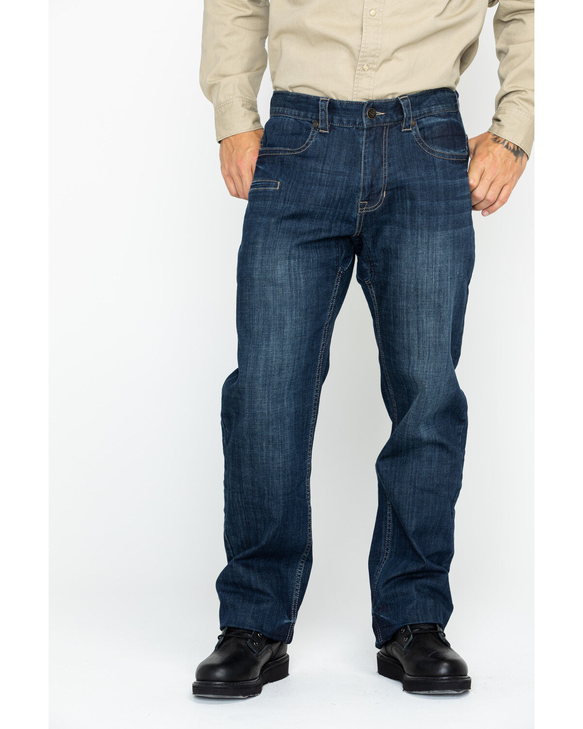 Image #2 - Hawx Men's Medium Dark Wash Stretch Work Denim Jeans, Indigo, hi-res