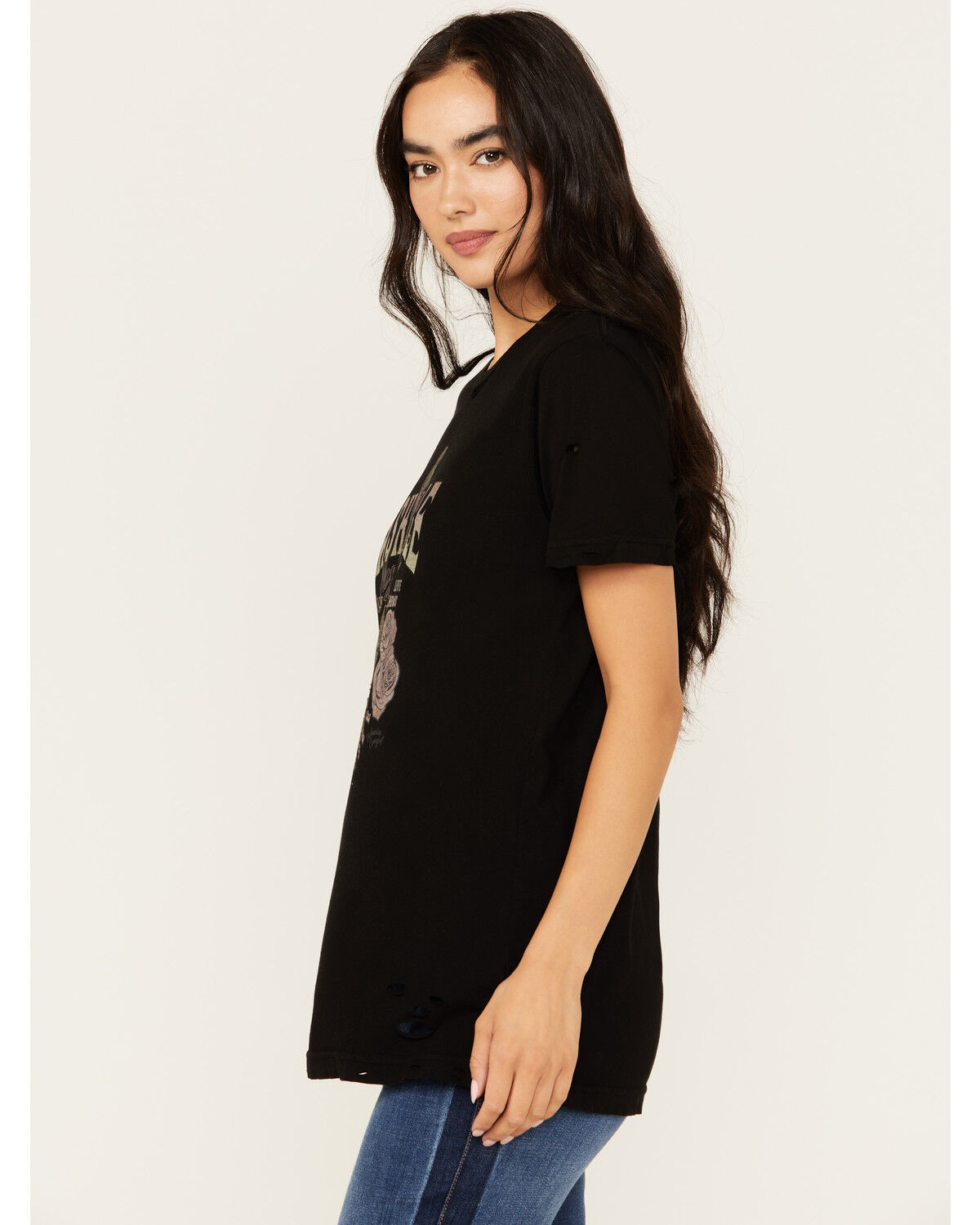 Image #2 - Bohemian Cowgirl Women's Nashville Leopard Guitar Destructed Short Sleeve Graphic Tee, Black, hi-res