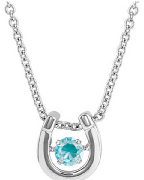 Image #1 - Montana Silversmiths Women's Dancing Birthstone Horseshoe Necklace, Silver, hi-res