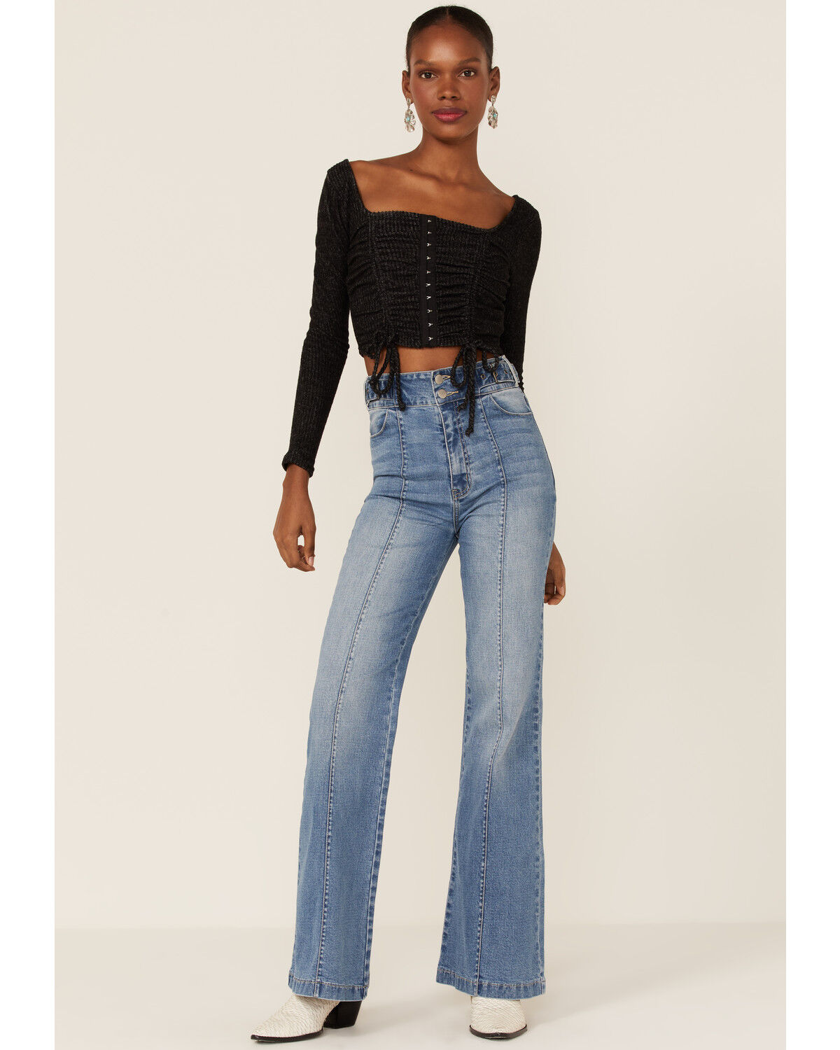 Image #4 - Moa Moa Women's Marble Cropped Croset, Charcoal, hi-res