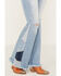 Image #2 - Ceros Women's Light Wash High Rise Destructed Patchwork Flare Stretch Jeans, Light Wash, hi-res