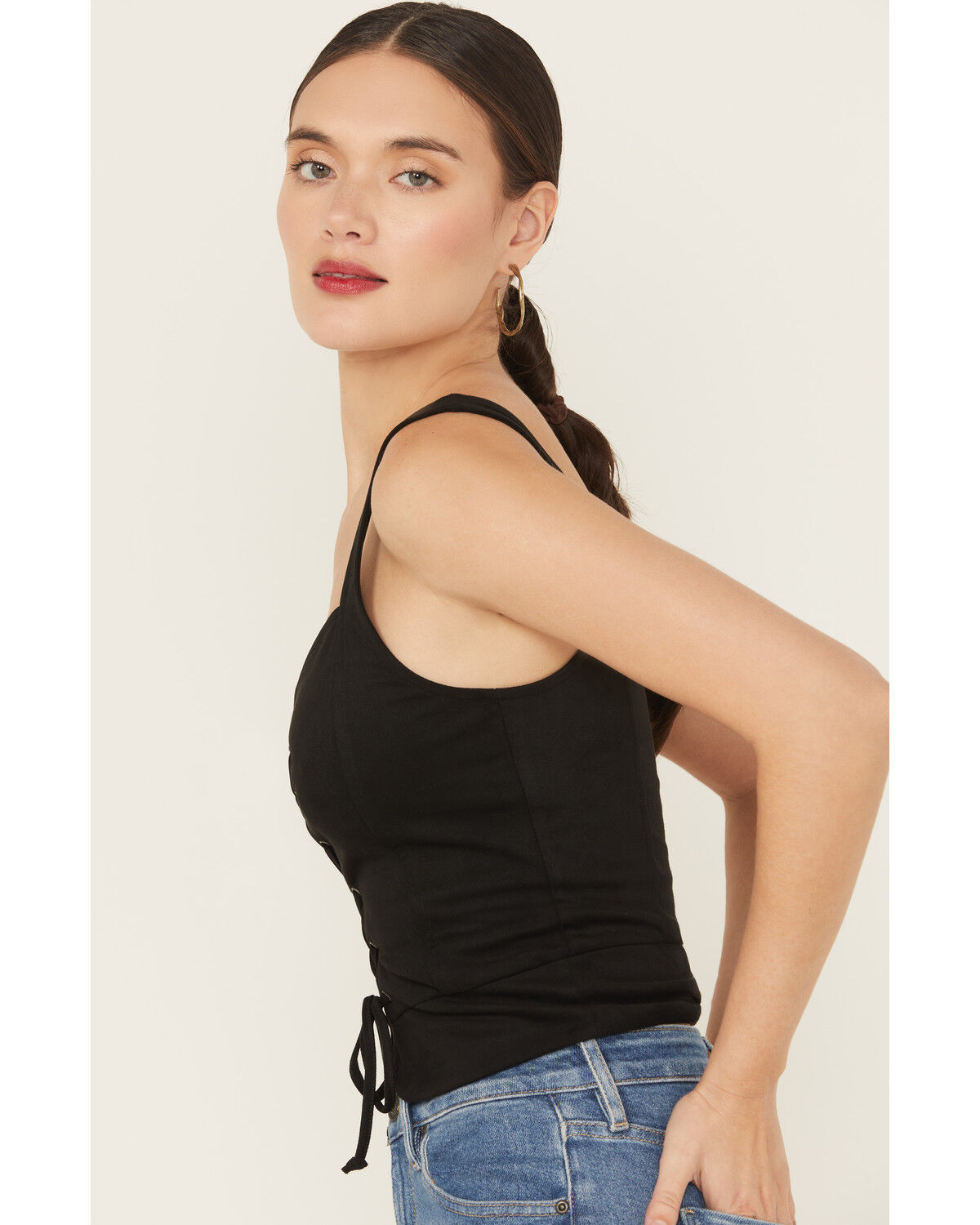 Image #2 - Idyllwind Women's Eastland Faux Suede Lace-Up Corset, Black, hi-res