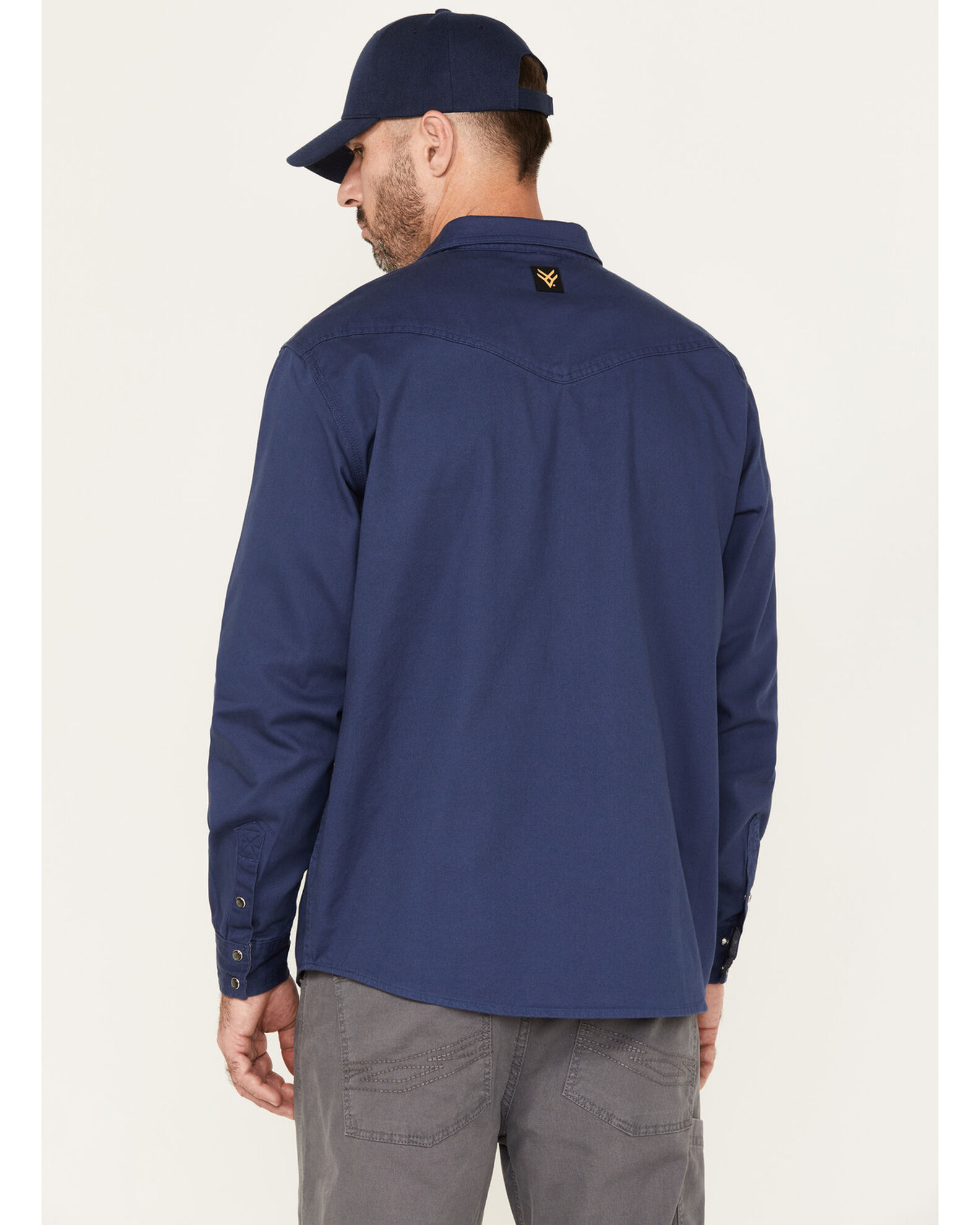 Image #4 - Hawx Men's Twill Western Snap Work Shirt, Dark Blue, hi-res