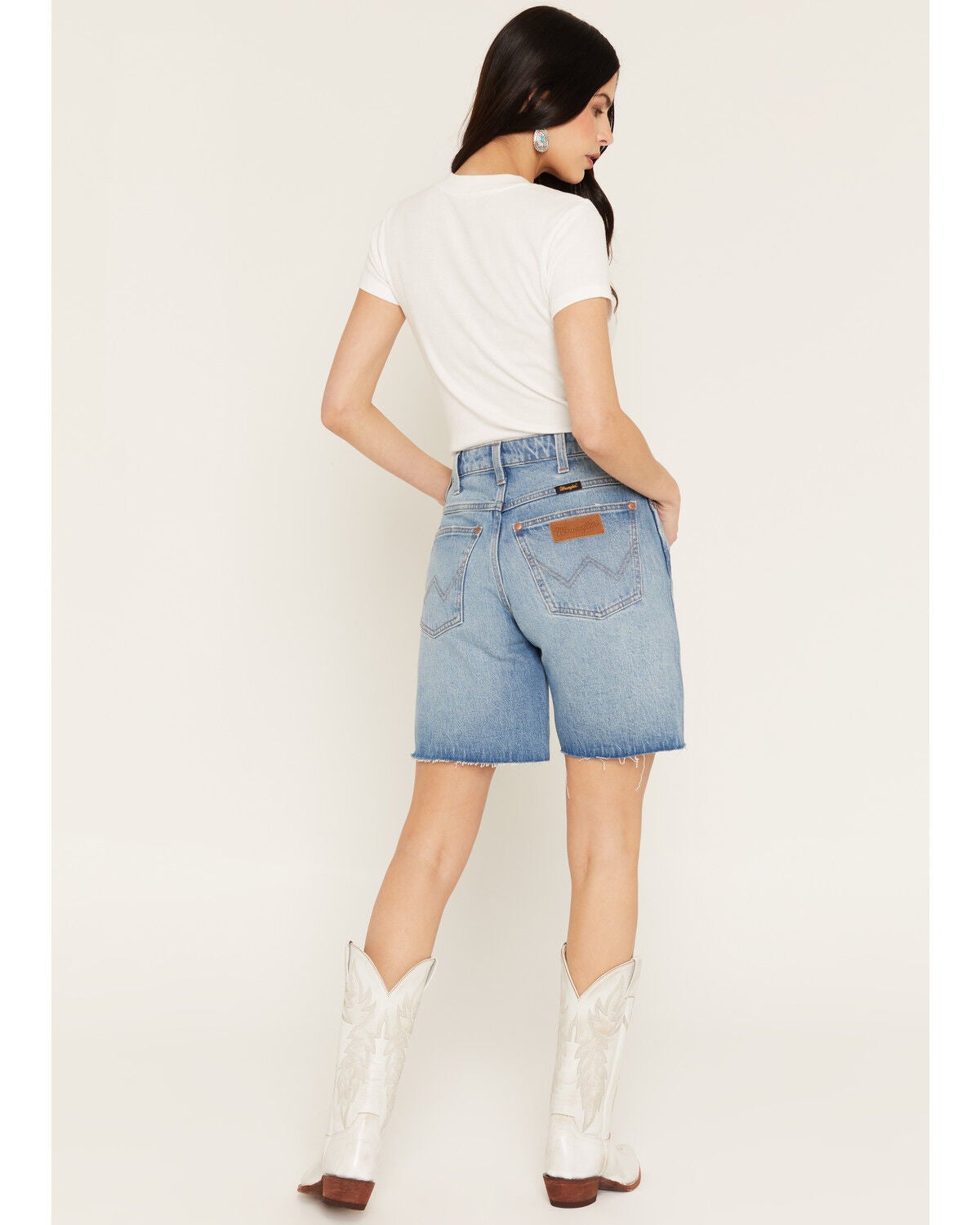 Image #3 - Wrangler Women's Riyah Medium Wash High Rise Cowboy Stretch Denim Shorts, Medium Wash, hi-res
