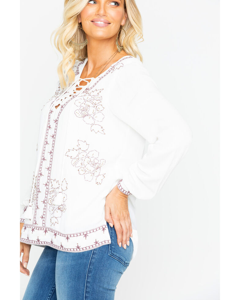 Idyllwind Women's Homegrown Lace Up Tunic Top, Ivory, hi-res