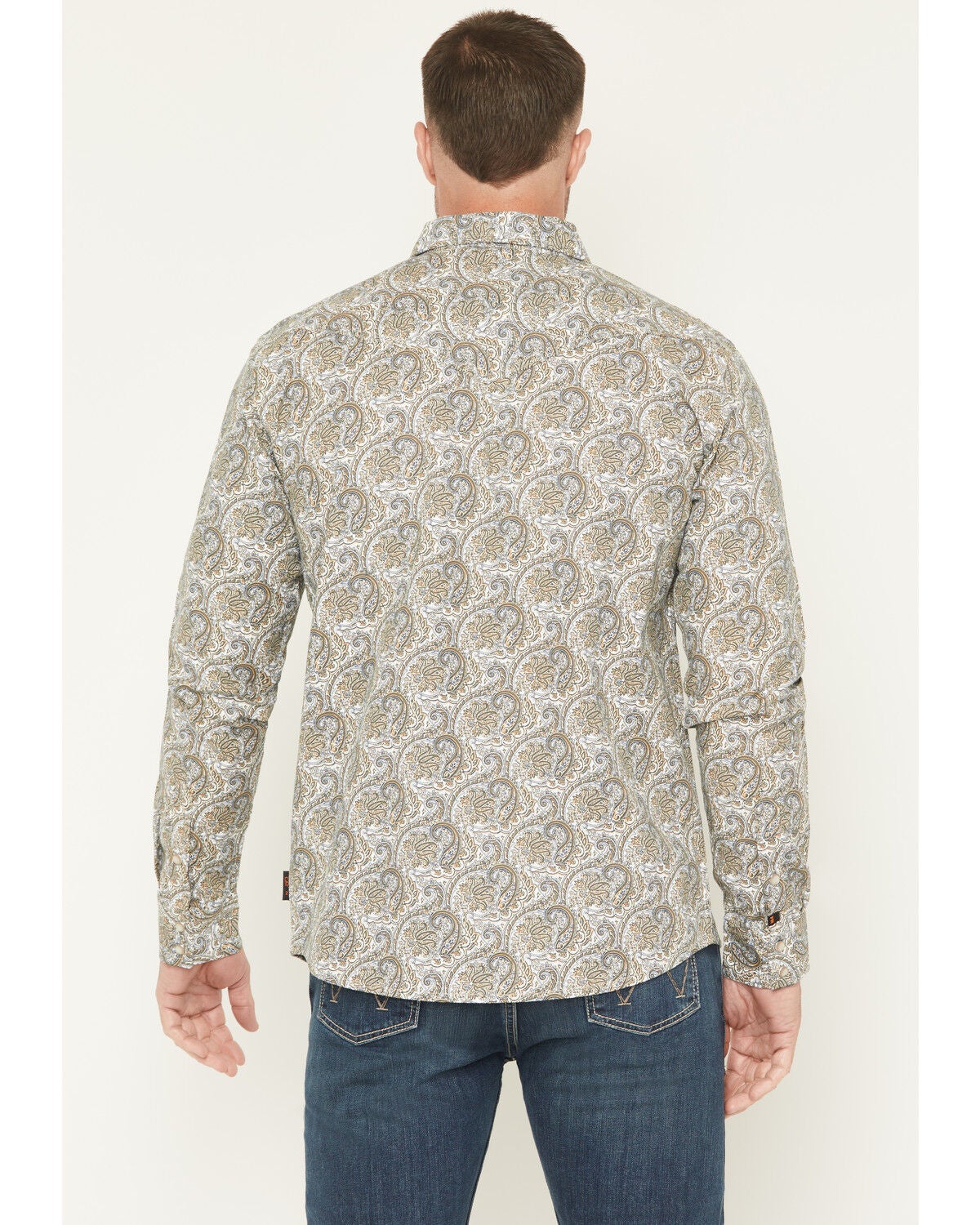 Image #4 - Cody James Men's FR Paisley Print Long Sleeve Snap Work Shirt, Tan, hi-res