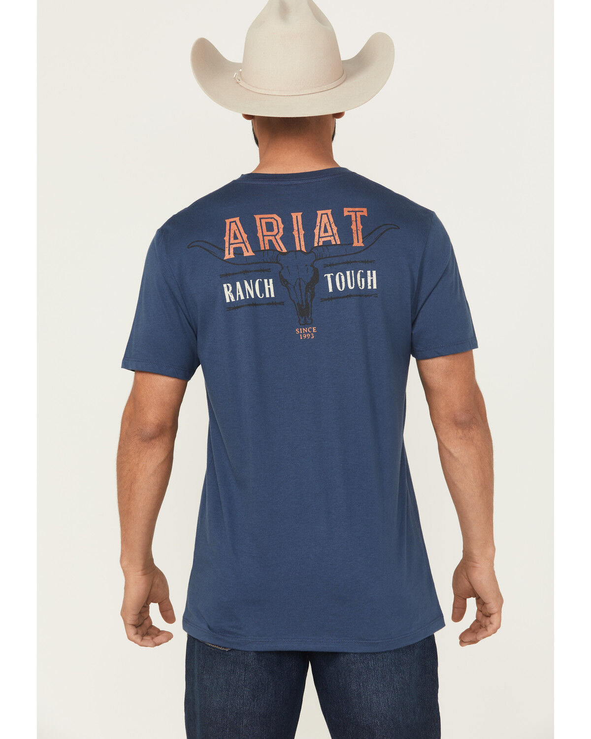 Image #1 - Ariat Men's Ranch Tough Short Sleeve Graphic T-Shirt, Blue, hi-res