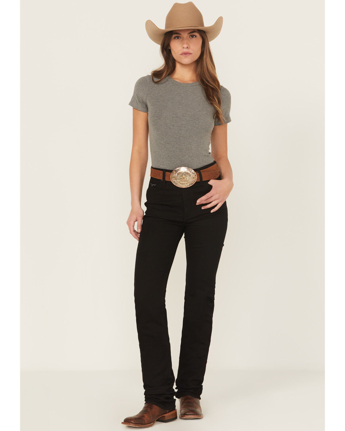 Image #1 - Kimes Ranch Women's Sarah High Rise Slim Bootcut Jeans, Black, hi-res