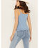 Image #4 - Cleo + Wolf Women's Rib Knit Henley Tank, Medium Blue, hi-res