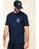  Hawx Men's Navy Vertical Flag Logo Graphic Work T-Shirt , Navy, hi-res