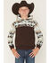 Image #1 - RANK 45® Boys' Dusted Southwestern Colorblock Hooded Sweatshirt, Coffee, hi-res