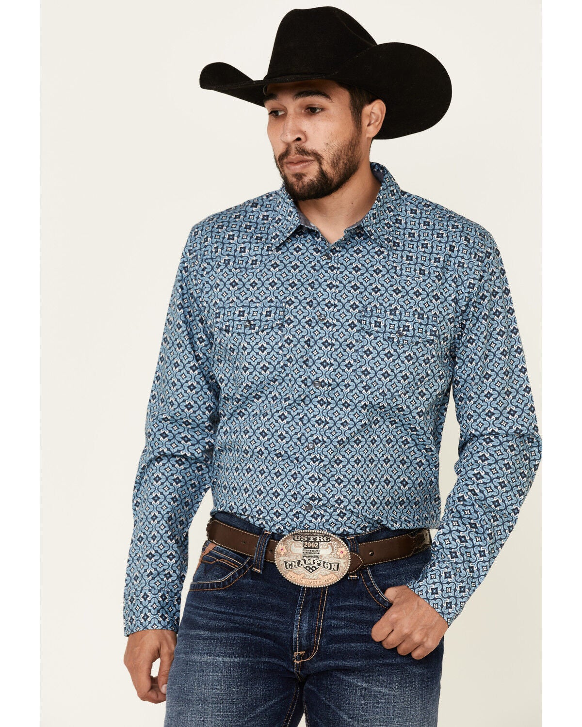 Geo Print Long Sleeve Western Shirt 