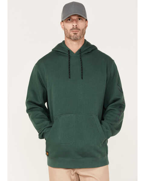 Hawx Men's Primo Logo Graphic Fleece Hooded Work Sweatshirt, Dark Green, hi-res