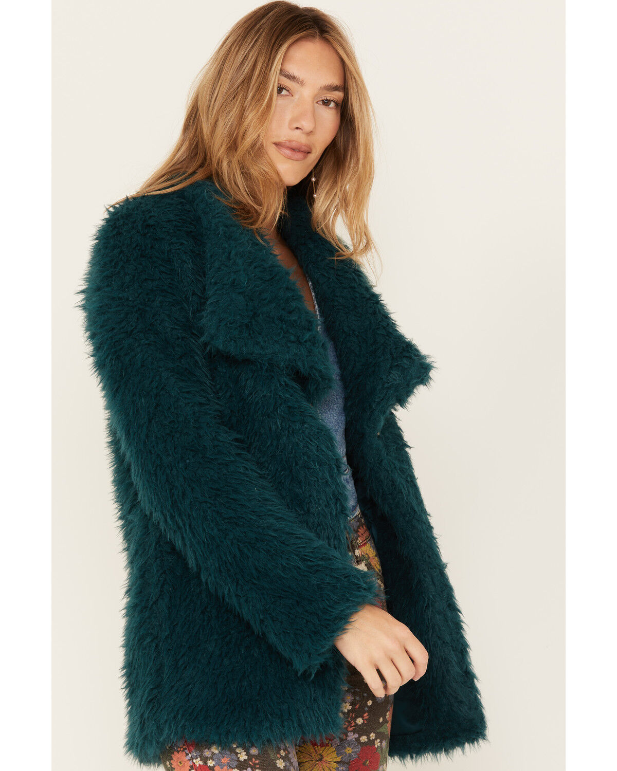 Image #2 - Shyanne Women's Faux Fur Fleece Coat, Deep Teal, hi-res