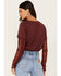 Image #4 - Jolt Women's Lace Trim Long Sleeve Shirt, Wine, hi-res