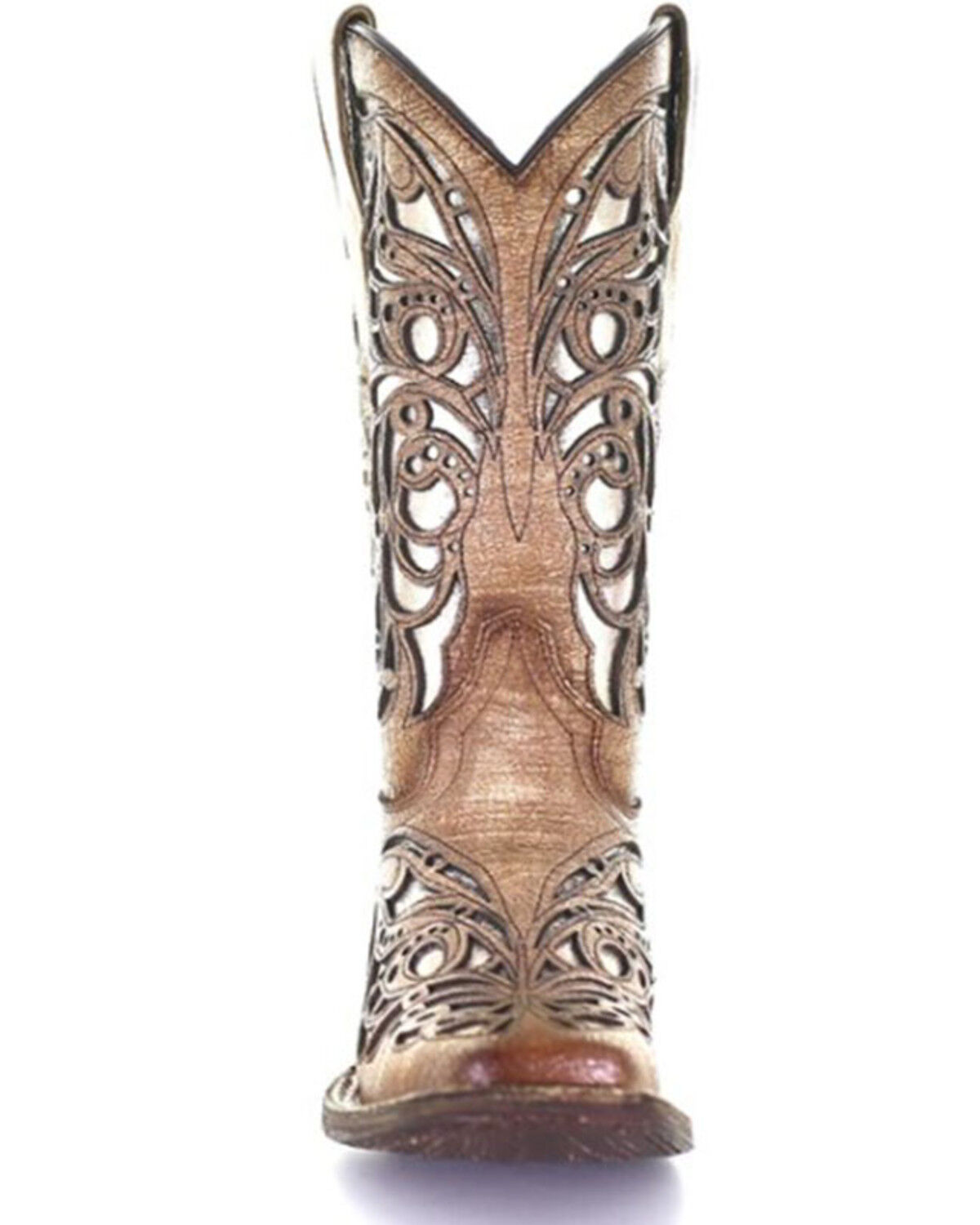 Image #4 - Corral Girls' Shiny Inlay Western Boots - Square Toe, Tan, hi-res