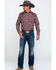 Roper Men's Fancy Small Plaid Embroidered Long Sleeve Western Shirt  , Brown, hi-res