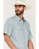 Image #2 - Gibson Trading Co Men's Basic Satin Striped Short Sleeve Snap Western Shirt, Light Blue, hi-res