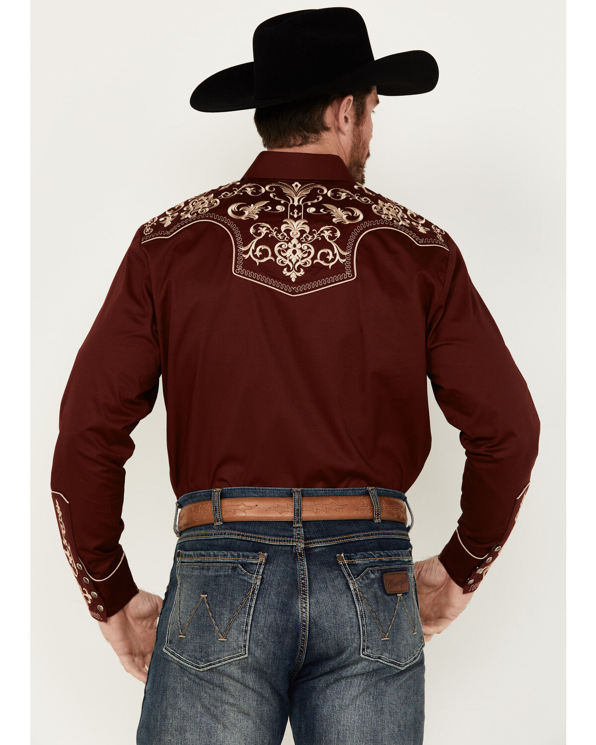 Image #4 - Rodeo Clothing Men's Embroidered Yoke Long Sleeve Pearl Snap Western Shirt, , hi-res