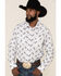 Image #1 - Rock & Roll Denim Men's White Floral Print Long Sleeve Western Shirt, , hi-res