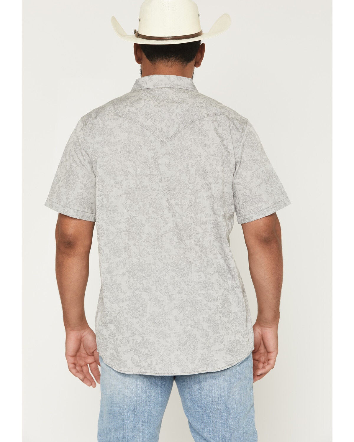 Image #4 - Moonshine Spirit&reg; Men's Silver Strand Paisley Print Short Sleeve Snap Western Shirt, Silver, hi-res