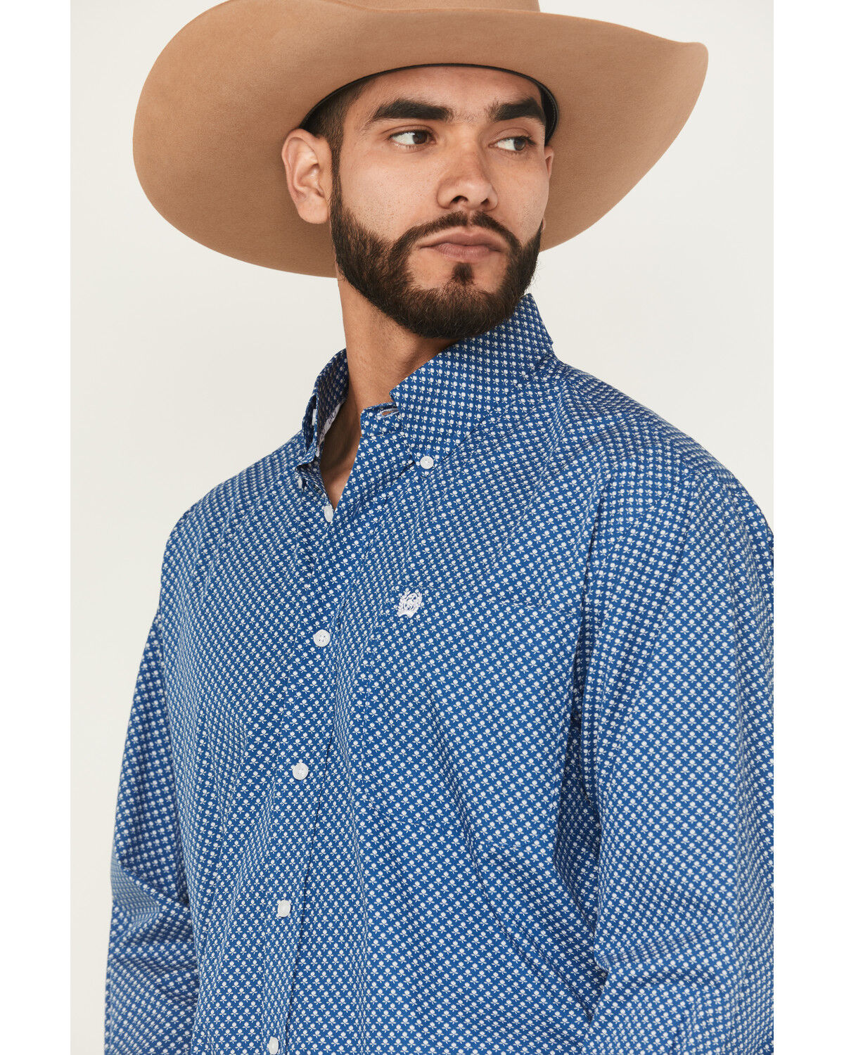 Image #2 - Cinch Men's Floral Print Long Sleeve Button-Down Western Shirt, Blue, hi-res
