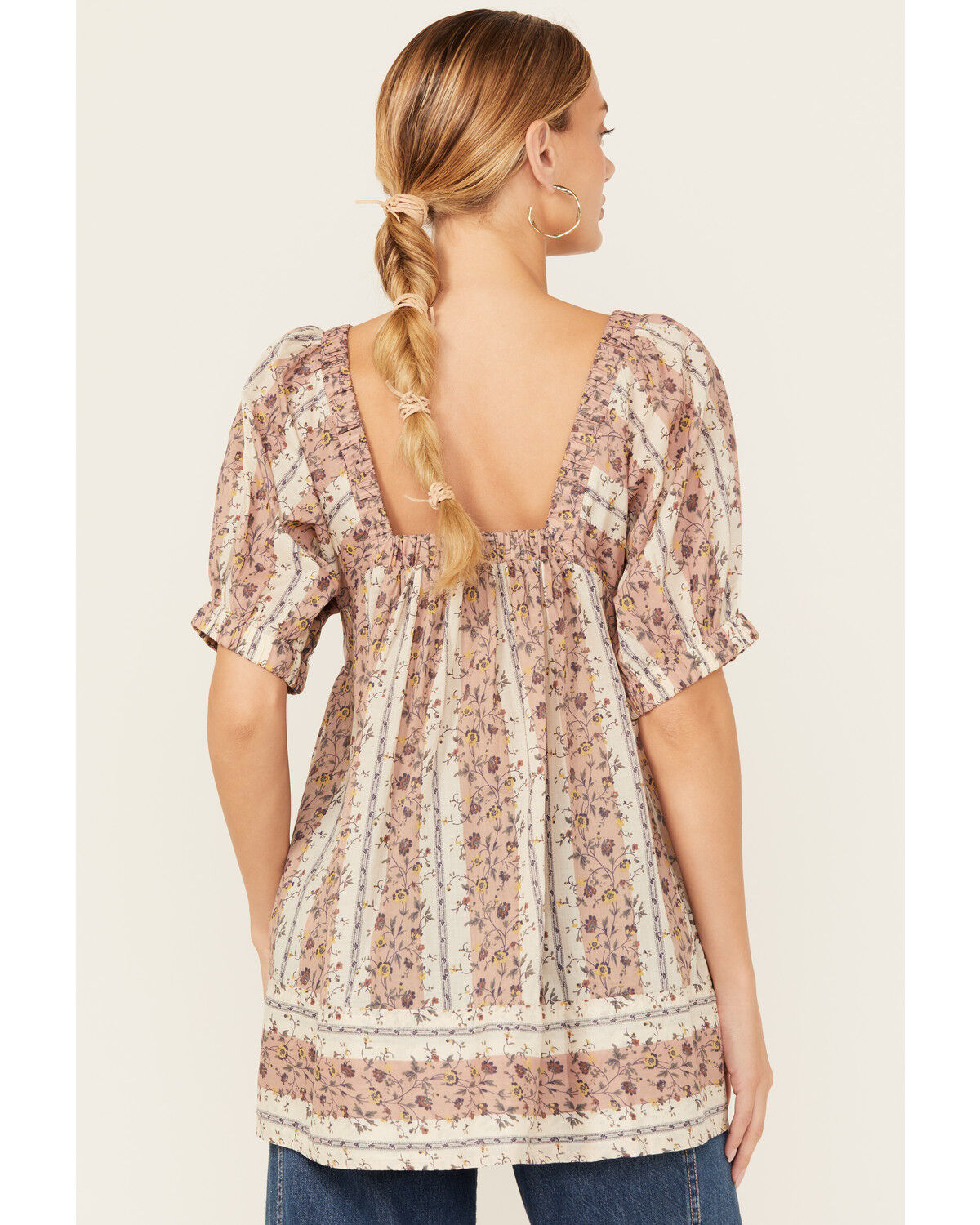 Image #4 - Free People Women's Vintage Lover Floral Print Short Sleeve Blouse, Natural, hi-res