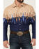 Image #3 - Panhandle Men's Southwestern Print Border Long Sleeve Snap Western Shirt, Navy, hi-res