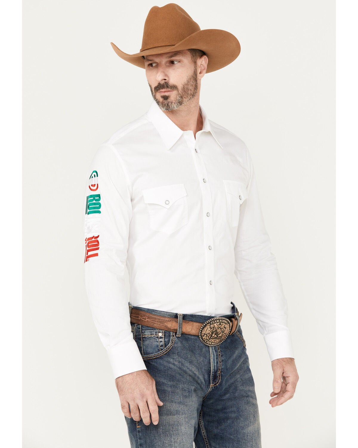 Rock & Roll Denim Men's Mexico Logo Long Sleeve Western Pearl Snap