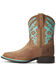 Ariat Girls' Cattle Cate Western Boots - Wide Square Toe, Brown, hi-res