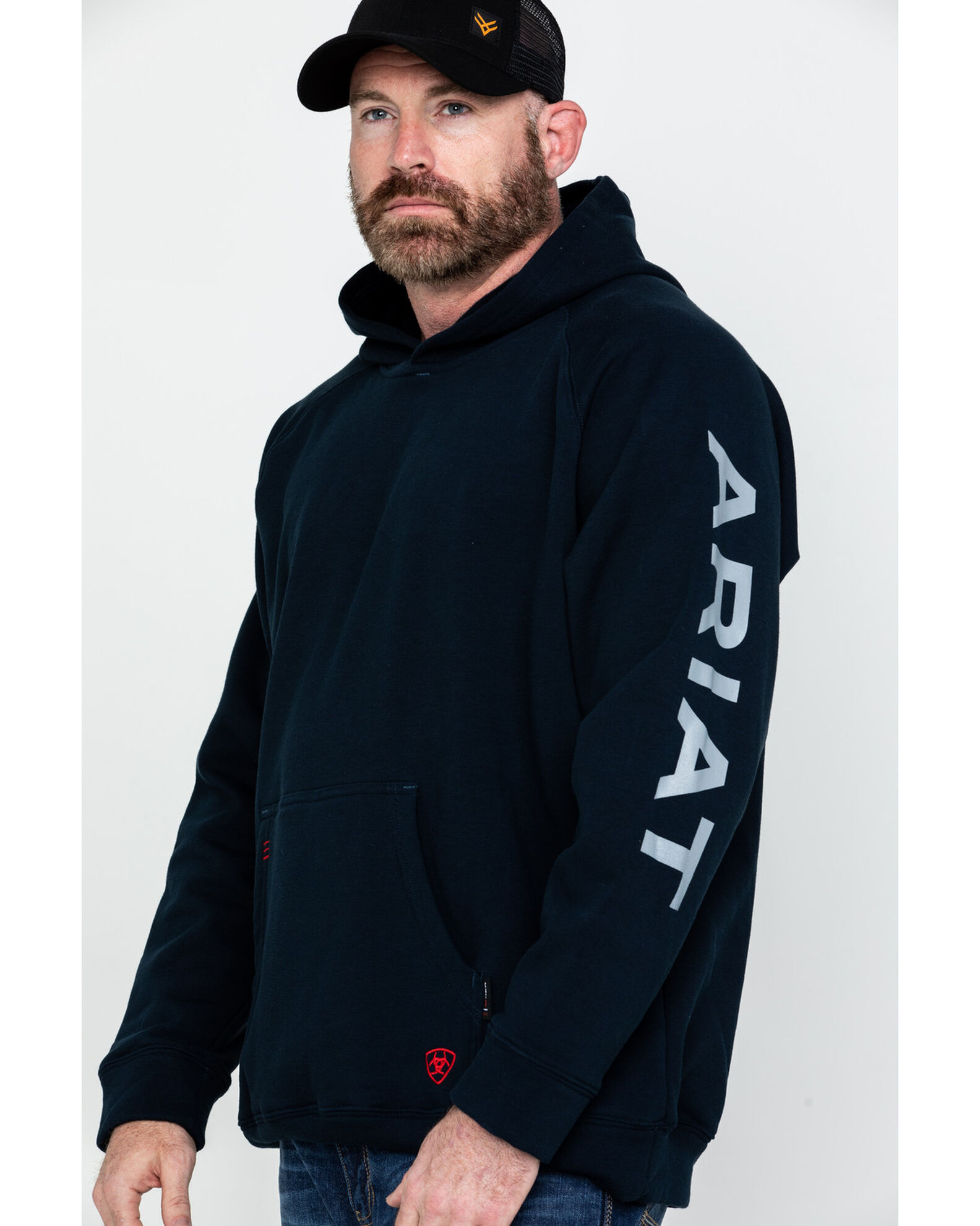 Image #3 - Ariat Men's FR Primo Fleece Logo Hooded Work Sweatshirt, , hi-res