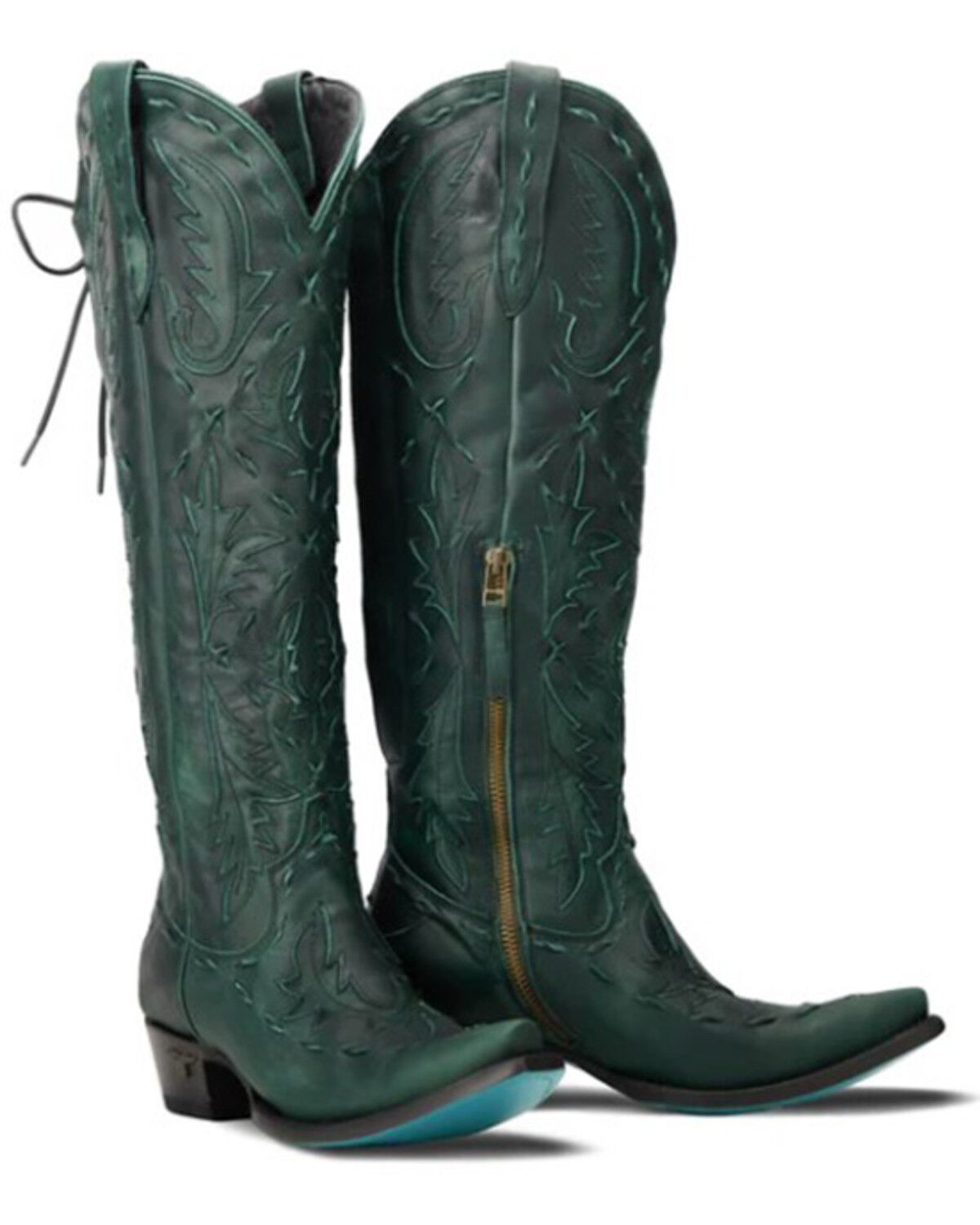 Image #1 - Lane Women's Reverie Knee High Coreset Western Boots - Snip Toe, Green, hi-res