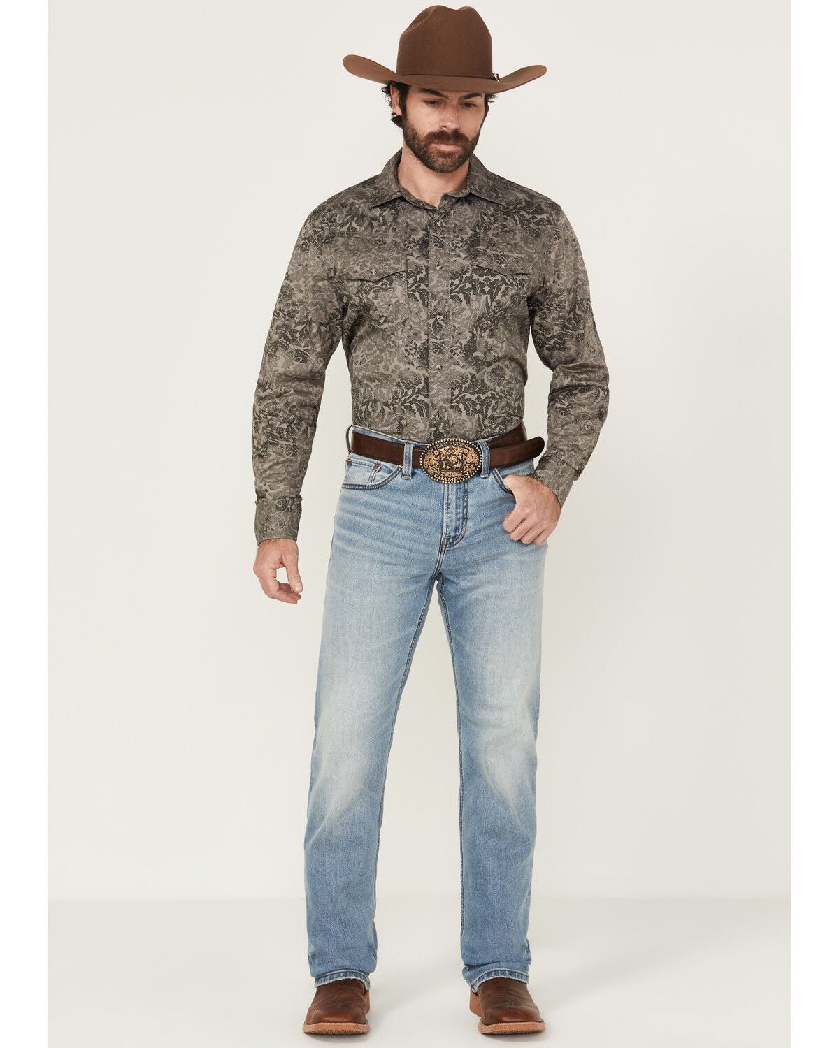 Blue Ranchwear Men's Banner Wash Jethro Slim Bootcut Stretch Denim Jeans, Medium Wash, hi-res