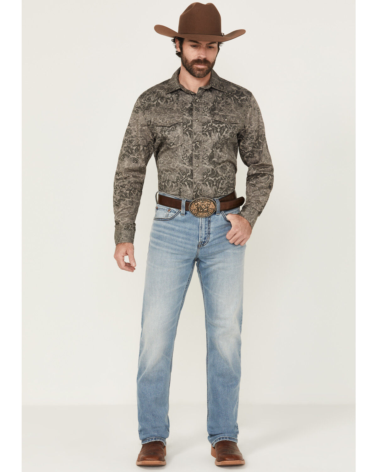 Image #1 - Blue Ranchwear Men's Jethro Slim Bootcut Stretch Denim Jeans, Medium Wash, hi-res
