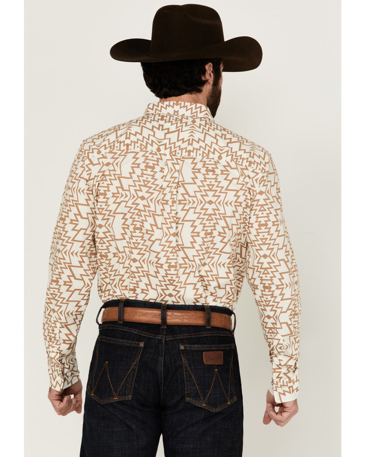 Image #4 - RANK 45&reg; Men's Trinidad Southwestern Print Long Sleeve Button-Down Stretch Western Shirt, Ivory, hi-res
