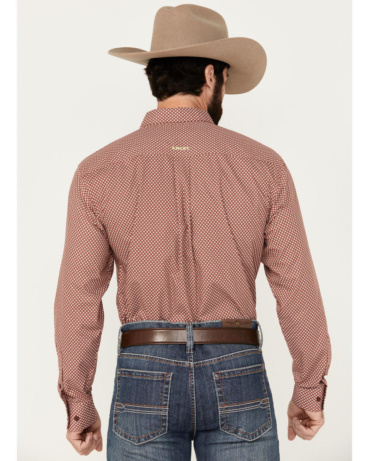 Image #4 - Ariat Men's Teegan Geo Print Long Sleeve Button-Down Western Shirt, Red, hi-res
